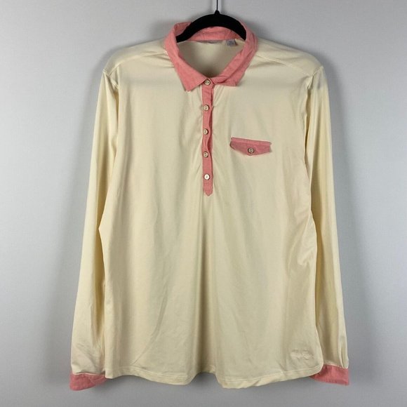 Lady Hagen Tops Lady Hagen Long Sleeve Polo Shirt Yellow Pink Golf